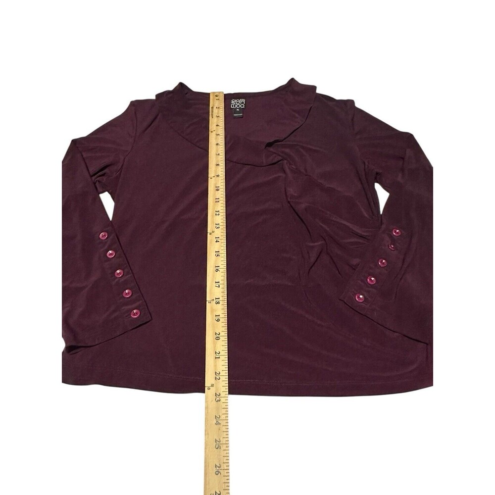 Clara Sun Woo Womens XL Top Popover Shirt Purple Long Sleeve Tunic Shirt F8-1 - Picture 4 of 8